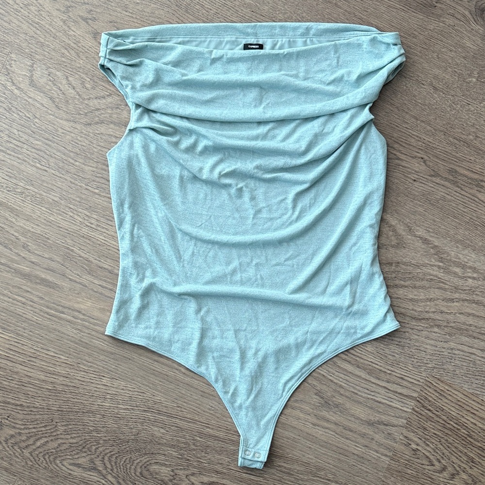 Express Boatneck Cap Sleeve Ruched Bodysuit NWT